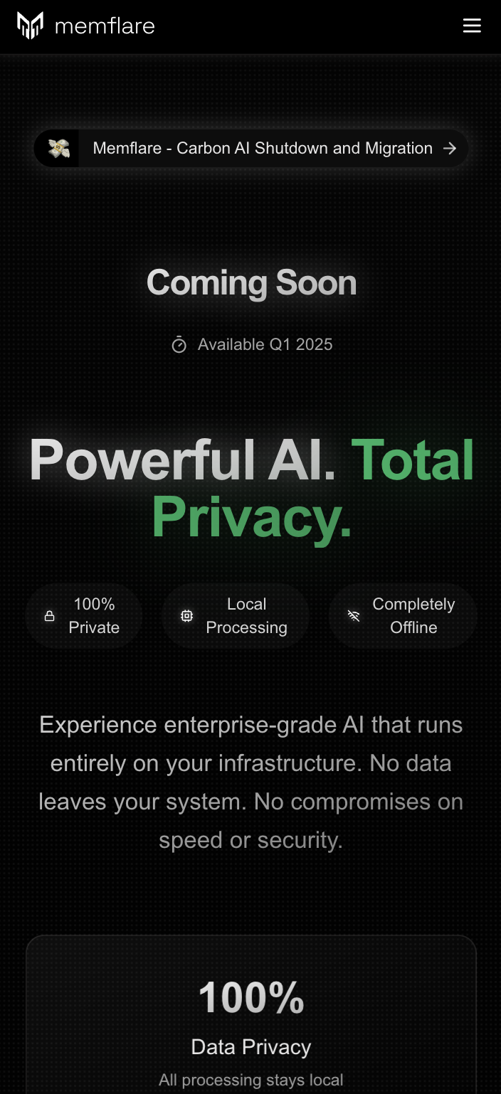 Memflare mobile view